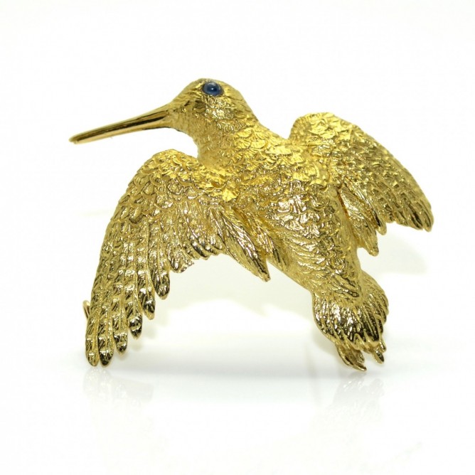 Broche Ancienne Oiseau Plaquée Or - Bijou Vintage, Occasion