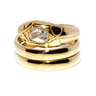 Bijoux anciens - Bague serpent or et diamant