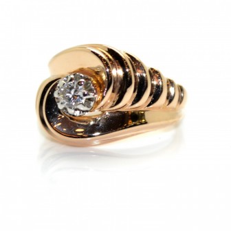 Bagues de fiançailles - Bague tourbillon en or rose et diamant