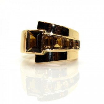 Bijoux anciens - Bague Tank asymétrique