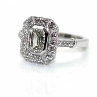 Bijoux récents - Bague diamant taille émeraude