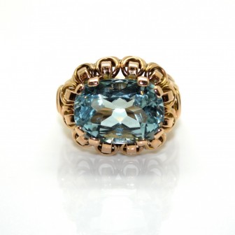 Bijoux anciens - Bague vintage aigue-marine env. 10cts