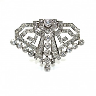 Bijoux anciens - Clip de revers Art Deco en diamants