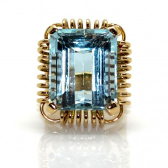 Bijoux anciens - Bague vintage aigue-marine