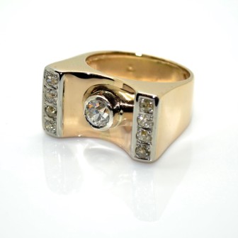 Bijoux anciens - Bague Tank diamants 