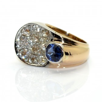 Bagues de fiançailles - Bague Tank saphir et diamants 