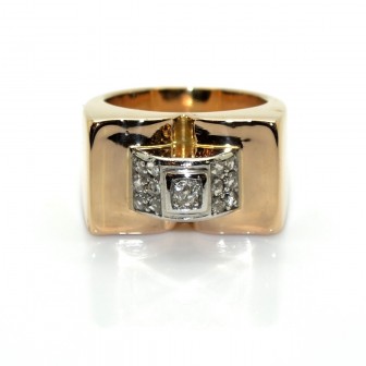 Bijoux anciens - Bague Tank diamants 