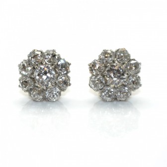 Bijoux anciens - Boucles d'oreilles marguerite diamants