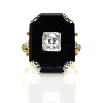 Bagues de fiançailles - Bague onyx et diamant