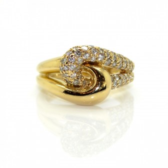 Bagues de fiançailles - Bague noeud vintage en or et diamants