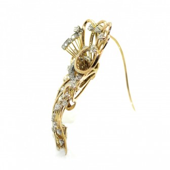 Bijoux anciens - Broche vintage en or et diamants