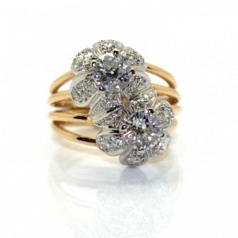 Bijoux anciens - Bague toi et moi vintage en or et diamants