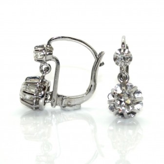 Bijoux anciens - Boucles d'oreilles dormeuses diamants 