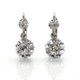 Bijoux anciens - Boucles d'oreilles dormeuses diamants env. 1ct