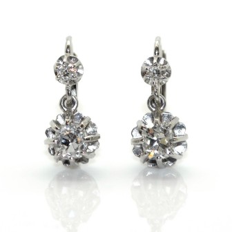 Bijoux anciens - Boucles d'oreilles dormeuses diamants 