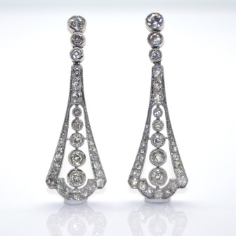 Bijoux récents - Boucles d'oreilles Art Deco diamants 