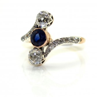 Bagues de fiançailles - Bague trilogie diamants et saphir