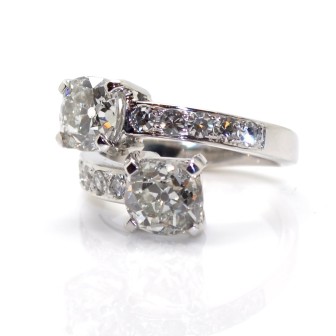 Bagues de fiançailles - Bague toi et moi diamants coussin