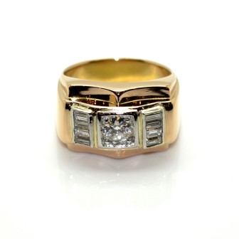 Bijoux anciens - Bague Tank diamants 
