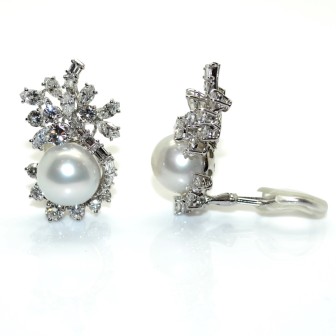 Bijoux anciens - Boucles d'oreilles perles et diamants