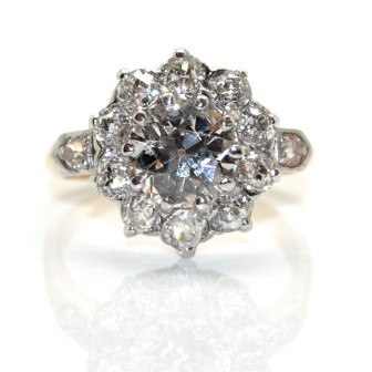 Bijoux anciens - Bague Pompadour diamants 