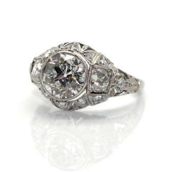 Bagues de fiançailles - Bague dôme Art Déco diamants