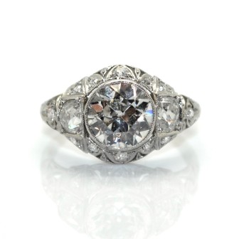 Bagues de fiançailles - Bague dôme Art Déco diamants