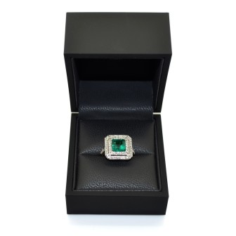 Bijoux anciens - Bague art déco émeraude et diamants