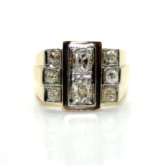 Bijoux anciens - Bague Tank diamants 