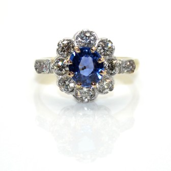 Bijoux récents - Bague saphir entourage diamants 