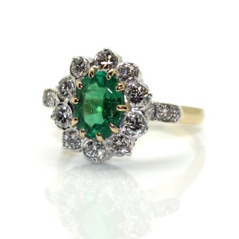 Bagues de fiançailles - Bague pompadour émeraude