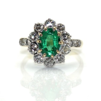 Bagues de fiançailles - Bague pompadour émeraude