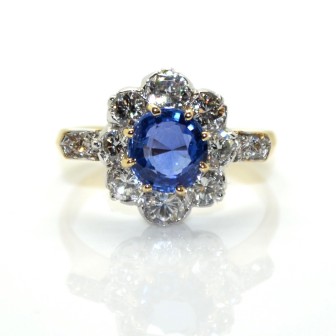Bijoux récents - Bague pompadour saphir et diamants