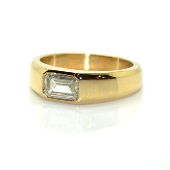 Bagues de fiançailles - Bague jonc diamant taille émeraude
