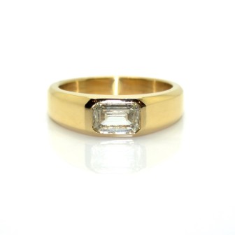 Bagues de fiançailles - Bague jonc diamant taille émeraude