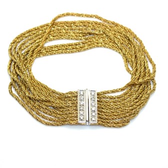 Bijoux anciens - Bracelet vintage en or et diamants