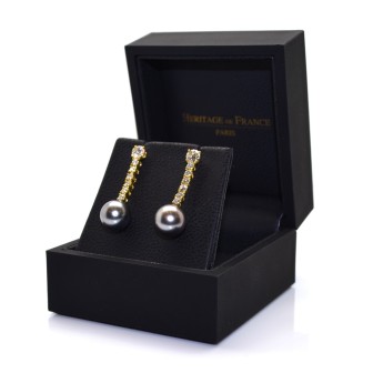 Bijoux récents - Boucles d'oreilles pendantes diamants et perles