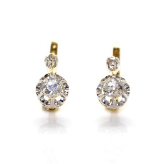 Bijoux anciens - Boucles d'oreilles dormeuses diamants 