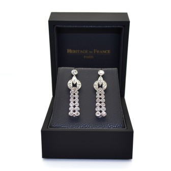 Bijoux anciens - Boucles d'oreilles Art Deco diamants 