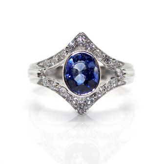 Bijoux récents - Bague vintage saphir et diamants