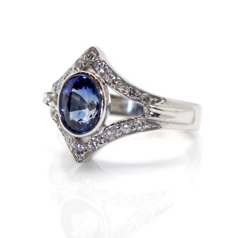 Bijoux récents - Bague vintage saphir et diamants