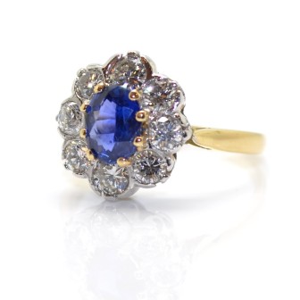 Bijoux récents - Bague pompadour saphir et diamants