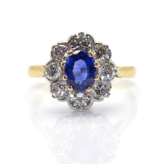 Bijoux récents - Bague pompadour saphir et diamants