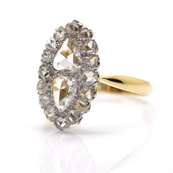 Bijoux anciens - Bague marquise diamants