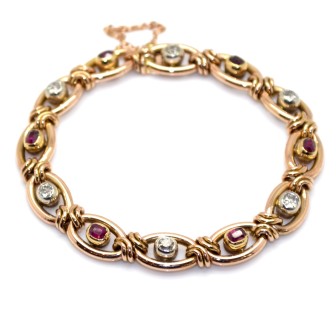 Bijoux anciens - Bracelet ancien diamants et rubis