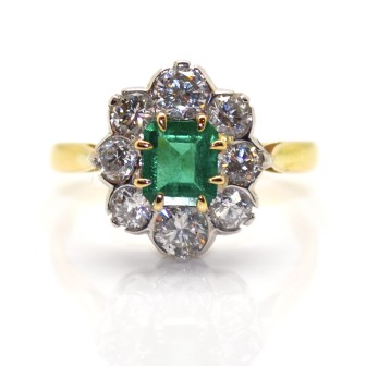 Créations - Bague pompadour émeraude et diamants