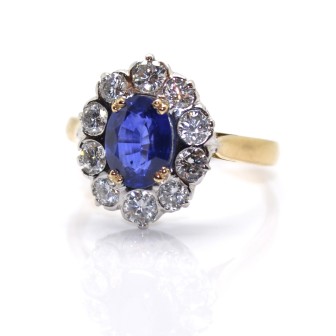 Bagues de fiançailles - Bague pompadour saphir 1,53 cts et diamants 