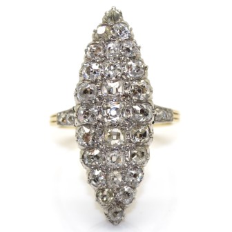 Bagues de fiançailles - Bague ancienne marquise diamants
