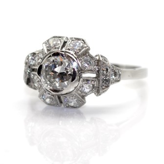Bijoux anciens - Bague Art Déco diamants