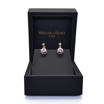 Bijoux anciens - Boucles d'oreilles dormeuses diamants 